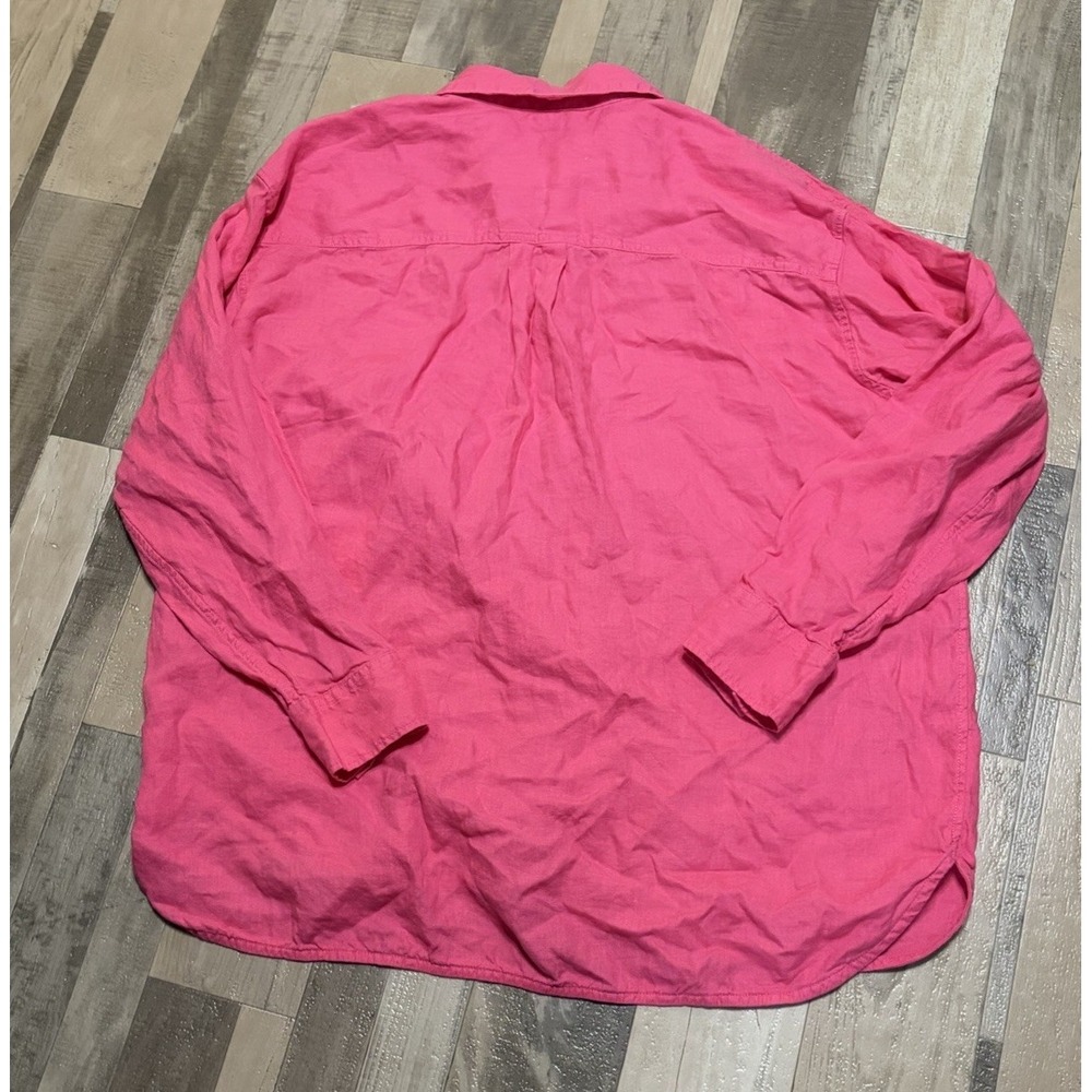 Athleta Womens XL Retreat Linen Top Pink Beach Boho City Natural Fiber Button Up - Picture 7 of 7
